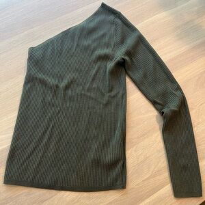 Polo Ralph Lauren one shoulder ribbed sweater olive M NWT women’s